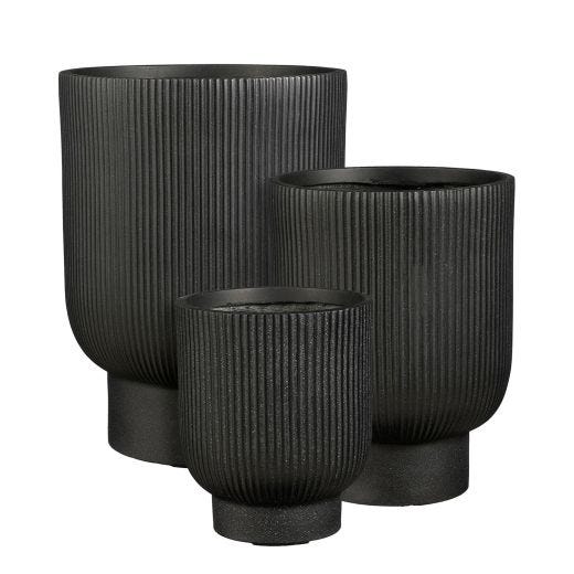 Nuovo Pot Tall Round Black 29 x 24cm