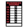 8" x 12" Red On Black Business Hours Sign