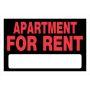 8" x 12" Red On Black Apartment For Rent Sign