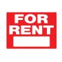 18" x 24" White On Red For Rent Heavy Duty Sign