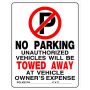 19" x 15" Red Black & White No Parking Heavy Duty Sign
