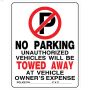 19" x 15" Red Black & White No Parking Heavy Duty Sign