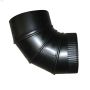 6\" Black Matte Single Wall Corrugated Crimped Elbow