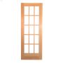 32\" x 80\" Clear Flat Glass 15-Lite French Door