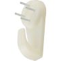1" Plastic White Nail-In Hardwall Hook-3/Pack
