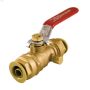 3\/4\" Push-Fit Forged Brass Full Port Ball Valve With Drain
