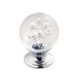 1-1\/4\" Glass With Chrome Gemstone Cabinet Knob