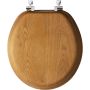 Siège de toilette rond, chaise bois moulé, placage chêne nat