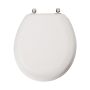 Round Molded Wood Toilet Seat With Brushed Nickel Hinge