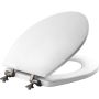 Round Molded Wood Toilet Seat With Brushed Nickel Hinge