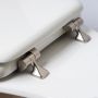 Round Molded Wood Toilet Seat With Brushed Nickel Hinge