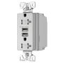 USB Charger with Duplex Receptacle - Silver Granite