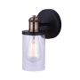 Cecilia 1 Light Vanity, Matte Black & Gold, Clear Glass