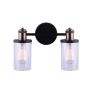 Cecilia 2 Light Vanity, Matte Black & Gold, Clear Glass