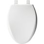 Elongated Plastic Toilet Seat In White with STA-TITE