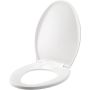 Elongated Plastic Toilet Seat In White with STA-TITE