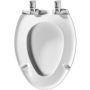 Elongated Plastic Toilet Seat In White with STA-TITE