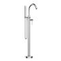 Floor Mounted Bath Filler with Hand Held Shower in Chrome