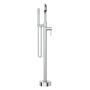 Floor Mounted Bath Filler with Hand Held Shower in Chrome