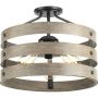 Gulliver: 3 light Semi-Flush, Driftwood Look, Weathered Zinc