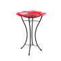 16" Red Poppy Bird Bath With Stand