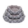 Medium Round Pet Bed With Grey And White Strips