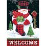Gingham Snowman Garden Flag