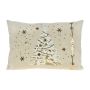 Coussin Arbre de Noël doré 20 x 13 po ivoire
