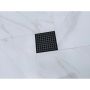 Drain de douche 4 po x 4 po, grille carrée noir mat
