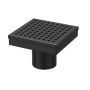 Drain de douche 4 po x 4 po, grille carrée noir mat