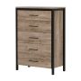 Munich 5-Drawer Chest Weathered Oak And Matte Black