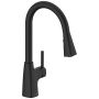 Robinet de cuisine à bec rétractable, noir mat