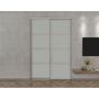 72" x 80" Fusion Plus White Wood Grain/White Glass Closet Do