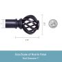 1" 30-84" Cage Black Adjustable Curtain Rod