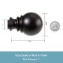 1" 30-84" Layla Matte Black Adjustable Curtain Rod
