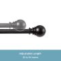1" 30-84" Layla Matte Black Adjustable Curtain Rod