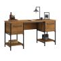 Iron City 2 Pedestal Desk Checked Oak