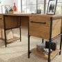 Iron City 2 Pedestal Desk Checked Oak