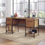 Iron City 2 Pedestal Desk Checked Oak