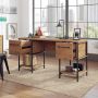 Iron City 2 Pedestal Desk Checked Oak