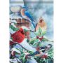 Songbirds In Snow Garden Flag