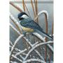Snowy Chickadee Garden Flag
