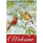 Cardinals In Snow Large Flag