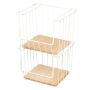 Wire & Paulownia Wood Open Front Bin-10 x 10 x 8