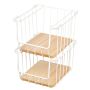 Wire & Paulownia Wood Open Front Bin-10 x 8 x 6