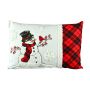 18" x 13" Plaid Snowman Pillow- Red/Black