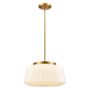 Lunenberg 14" LED Pendant - Brass Ribbed Opal Glass