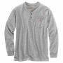 Loose Fit Long Sleeve Henley T Shirt Heather Gray-X Large