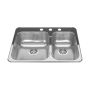 Stainless Steel Combination Bowl Sink 20" x 27" x 7"