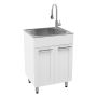 All-in-One White Cabinet With Stainless Steel Sink